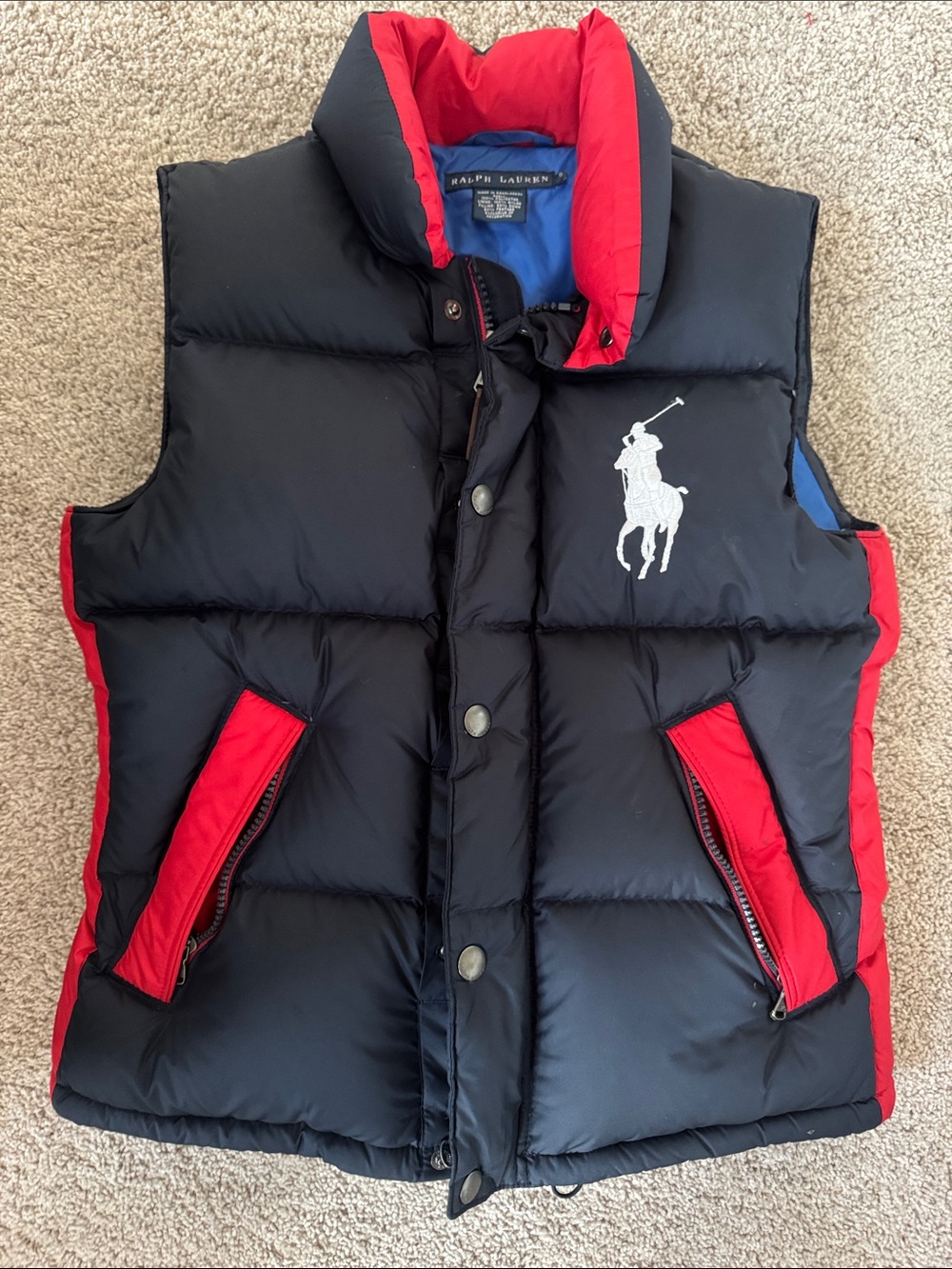 Ralph Lauren Navy and Red Puffer Vest